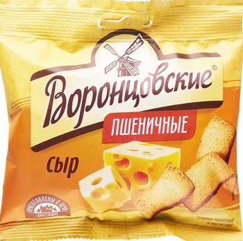 Сухарики Воронцовские пшеничные со вкусом Сыра слайсы 80г