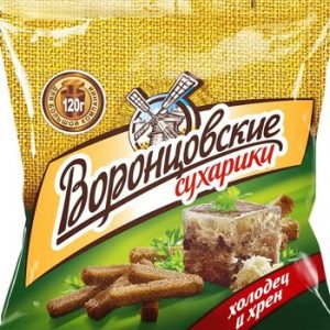 Сухарики Воронцовские ржано-пшеничные со вкусом Холодец с хреном 120г