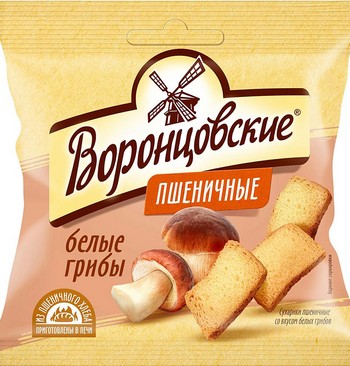 Сухарики Воронцовские пшеничные со вкусом Белых грибов слайсы 80г