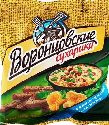 Сухарики Воронцовские ржано-пшеничные со вкусом Лисички жареные в сметане 80г