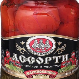 Ассорти овощное Скатерть-Самобранка из корнишонов и черри ст/б 680г