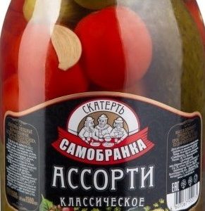 Ассорти овощное Скатерть-Самобранка огурцы и томаты Экстра ст/б 1,5кг