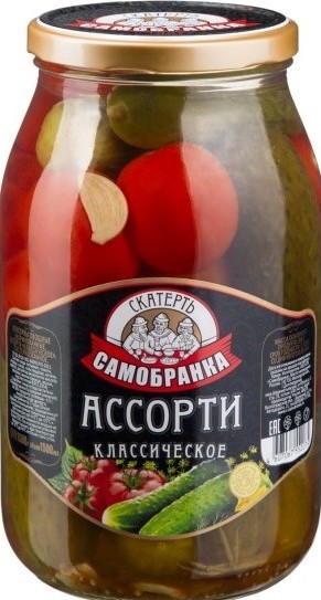 Ассорти овощное Скатерть-Самобранка огурцы и томаты Экстра ст/б 1,5кг