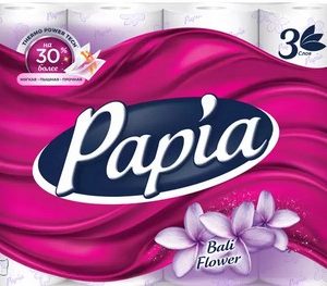 Бумага туалетная Papia Балийский цветок 3-хсл 12шт