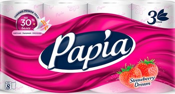 Бумага туалетная Papia Клубничная мечта 3-хсл 8шт