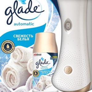 Освежитель воздуха Glade Automatic Свежесть белья основной блок+запаска сухое распыление 269мл+2бат