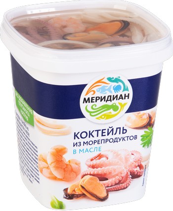 Коктейль Меридиан из морепродуктов в масле п/б 415г