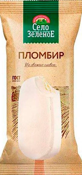 Мороженое Село Зеленое Пломбир Ванильный 15% эскимо 70г без змж