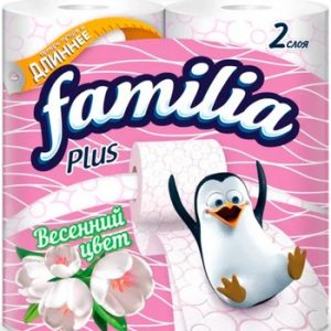 Бумага туалетная Familia Plus весенний цвет 2-хсл 4шт