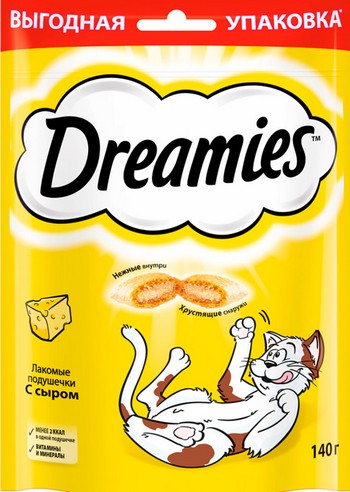 Корм д/кот Dreamies Лакомые подушечки сыр м/у 140г