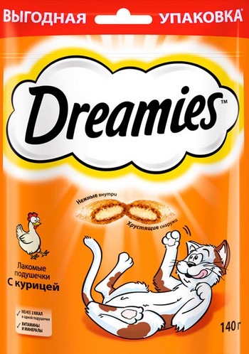 Корм д/кот Dreamies Лакомые подушечки курица м/у 140г