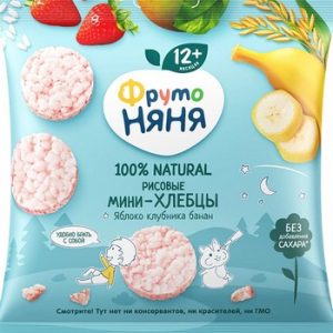 Хлебцы-мини ФрутоНяня рисовые яблоко-клубника-банан 30г