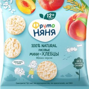Хлебцы-мини ФрутоНяня рисовые яблоко-персик 30г