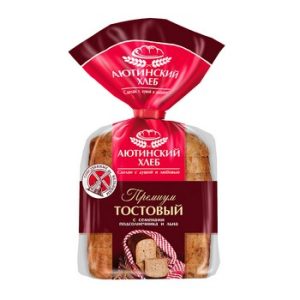 Хлеб Аютинский тост пшенично-ржаной Премиум с семенами подсолнечника и льна нарез в уп 330г