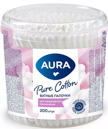 Палочки ватные Aura пл/б 200шт