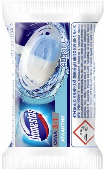 Запасной блок д/унитаза Domestos атлантик 40г