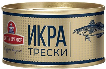 Икра трески Санта Бремор деликатесная люкс ж/б ключ 130г