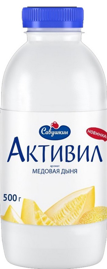 Бионапиток кисломолочный Савушкин Активил медовая дыня 2% 500г без змж