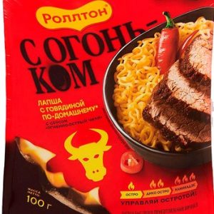 Лапша Роллтон говядина с огоньком лоток 100г