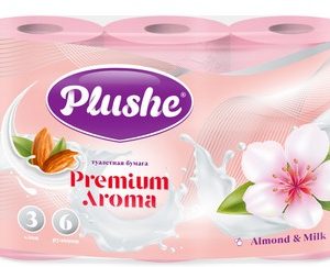 Бумага туалетная Plushe Premium Aroma Almond&Milk 3-хсл 6шт