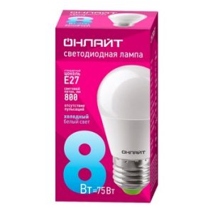 Лампа светодиодная Онлайт Oll-G45-8-230-6.5K-E27 1шт
