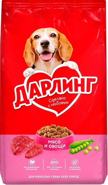 Корм д/собак Дарлинг мясо-овощи 500г