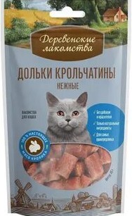 Лакомство д/кошек Деревенские лакомства Дольки крольчатины нежные м/у 45г 1366дер