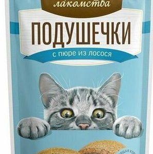 Лакомство д/кошек Деревнские лакомства Подушечки лосось м/у 30г 7767дер