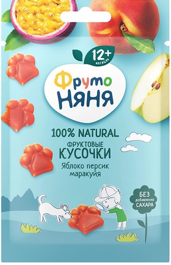 Фруктовые кусочки ФрутоНяня яблоко-персик маракуйя 12+ м/у 15г