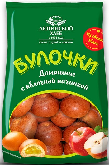 Булочка Аютинский хлеб Домашняя с яблочной начинкой 200г