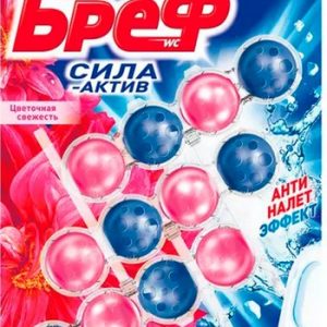 Блок д/унитаза Bref Сила Актив 4в1цветочная свежесть 3х50г