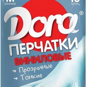 Перчатки Dora универсальные хозяйственные винил белые 10шт р.М