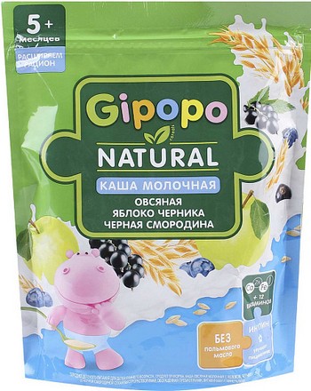 Каша Gipopo с/м овсяная яблоко-черника-черная смородина м/у 170г