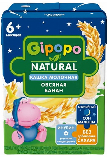 Каша Gipopo молочная овсяная банан т/п 200мл