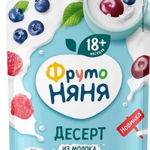 Десерт ФрутоНяня яблоко черника-вишня с молоком д/п 90г