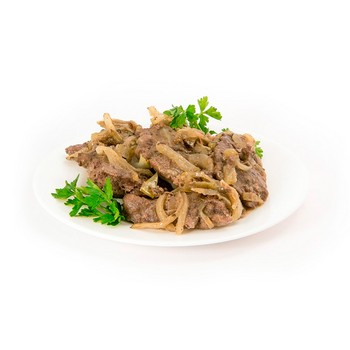 Печень куриная жареная с луком вес