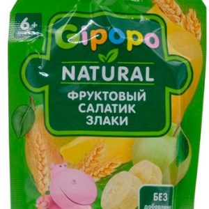 Пюре Gipopo яблоко-груша-банан-злаки д/п 90г