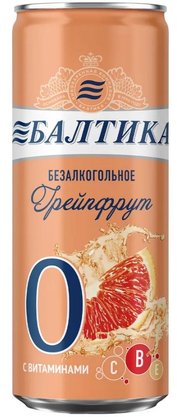 Пивной напиток б/алк Балтика №0 Грейпфрут ж/б 0% 0,33л