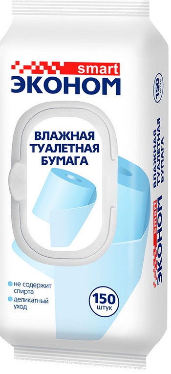 Бумага туалетная Smart Эконом влажная клапан 150шт