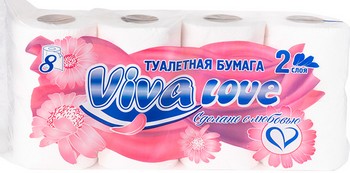 Бумага туалетная Viva Love 2-хсл 8шт