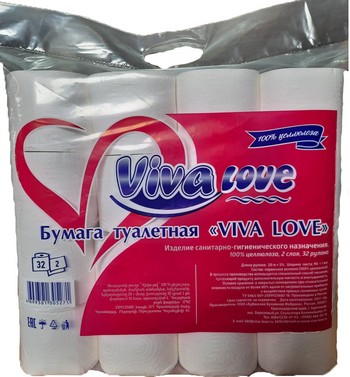 Бумага туалетная Viva Love 2-хсл 32шт