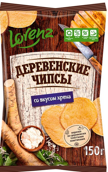 Чипсы Lorenz деревенские чипсы со вкусом хрена 150г