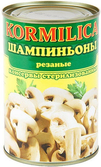 Грибы Кормилица шампиньоны резанные ж/б 425мл
