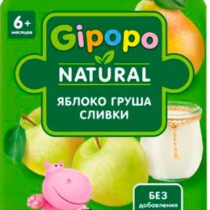 Пюре Gipopo яблоко-груша-сливки д/п 90г