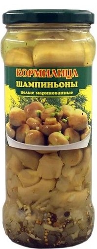 Грибы Кормилица шампиньоны марин целые ст/б 370мл
