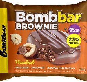 Печенье Bombbar протеиновое б/сахара глазир вкус брауни с фундуком 50г