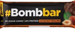 Батончик Bombbar глазир б/сахара вкус фундучное пралине 40г