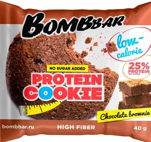 Печенье Bombbar неглазир б/сахара вкус шоколадный брауни 40г