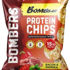 Чипсы Bombbar цельнозерновые б/сахара протеиновые вкус бекон с паприкой 50г