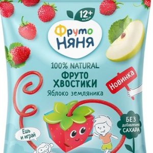 Фруктовые кусочки ФрутоНяня Хвостики яблоко-земляника 12+ м/у 15г